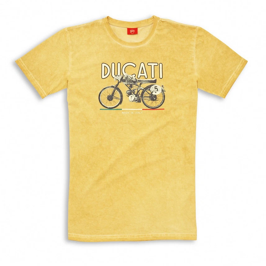 Ducati Corse Graphic Heritage Scrambler short Sleeve T-Shirt Yellow New Sale - Image 1 of 1