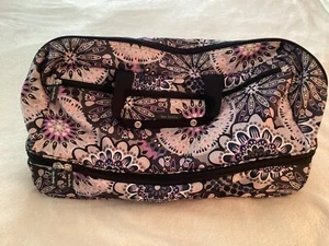 VERA BRADLEY PURPLE MIMOSA MEDALLION FOLDING ROLLING TRAVEL DUFFLE CARRY ON~EUC - Picture 1 of 11