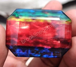 Gemas sueltas certificadas doblete ópalo ammolita natural corte esmeralda 66,00 quilates 5MRS - Imagen 1 de 13