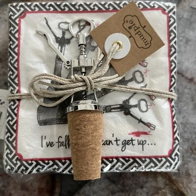 2014 Mudpie Cork Tapper Bar Vino "He caído y no puedo levantarme" Servilletas g3 Foto 1 de 4