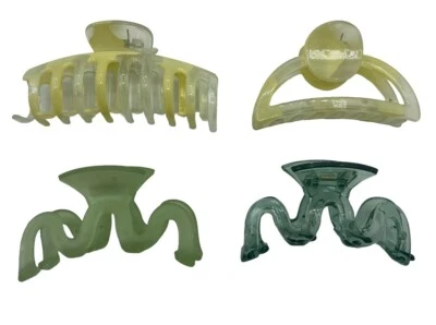 Paquete de 4 clips de garra grande verde y amarillo pinza de garra grande para cabello mediano - largo Foto 1 de 4