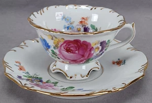 Carl Teichert Meissen Hand Painted Floral & Gold Tea Cup & Saucer I - Picture 1 of 12