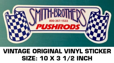 SMITH-BROTHERS VARILLAS DE EMPUJE VINTAGE ORIGINAL VINILO CALCOMANÍA PEGATINA-CARRERAS-RENDIMIENTO Foto 1 de 2