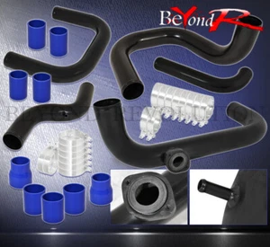 For 94-01 Integra B16 B18 Black Bolt On Piping S Bov Flange Pipe + Blue Couplers - Picture 1 of 1
