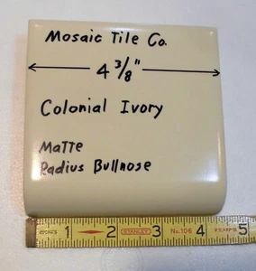 1 pc. Colonial Ivory: Radius Bullnose Matte Ceramic Tile 4-3/8" by Mosaic Co. - Picture 1 of 10