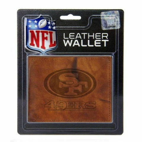 Officially Licensed NFL San Francisco 49ers Leather Billfold Wallet in Brown Cover