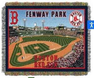 NEW Boston Red Sox Fenway Park Stadium Woven Tapestry Throw Blanket 4'x5'  - Picture 1 of 3