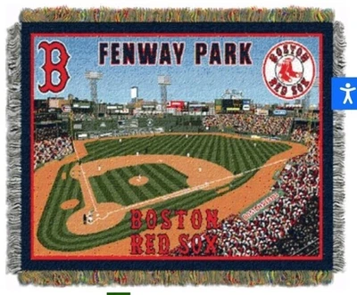 NEW Boston Red Sox Fenway Park Stadium Woven Tapestry Throw Blanket 4'x5'  - Image 1 of 3