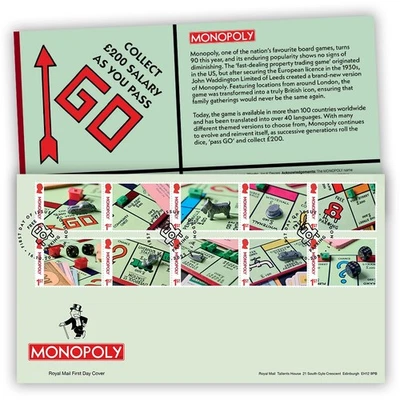 Monopoly Stamps Souvenir First Day Cover from Royal Mail - Image 1 of 4