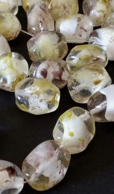 50pz  perline ovali vintage in vetro trasparente 18mm,Verde Terra,Preziose - Immagine 1 di 4