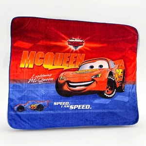 Vintage Disney Cars Lightning McQueen I AM SPEED 58 x 48 Zoll Plüsch Überwurf Decke - Bild 1 von 4
