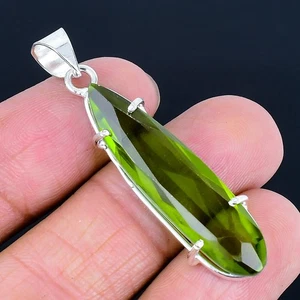 Peridot 925 Silver Plated Handmade Pendant of 1.97" - Picture 1 of 3
