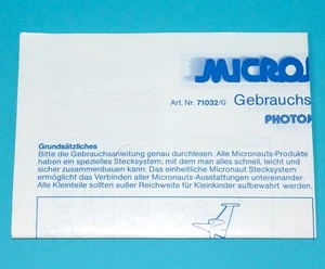 MICRONAUTS ORIGINAL SPARE INSTRUCTIONS PHOTON SLED EURO 1976 AIRFIX MEGO CORP... - Picture 1 of 4