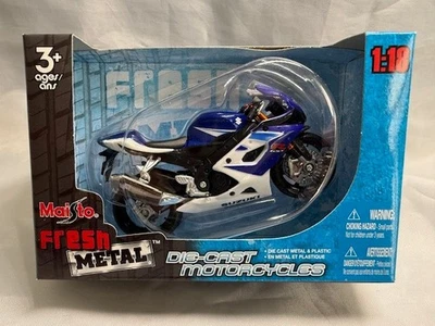 NIB Maisto Fresh Metal Suzuki GSXR 600/750/1000 Diecast Motorcycle Blue 1:18  - Image 1 of 4