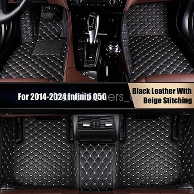 Alfombrillas envolventes delanteras y traseras de cuero para Infiniti Q50 2014-2024 Foto 1 de 4