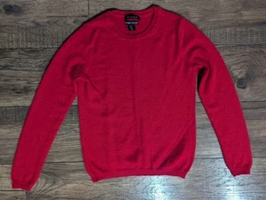 Tahari Womens Pure Luxe 100% Cashmere Sweater Red Crew Neck Pullover Medium - Picture 1 of 13