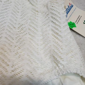 NWT 1990s VTG Catalina White Lace Crochet Boho Romantic 1 One Piece Swimsuit 16 - Picture 1 of 10