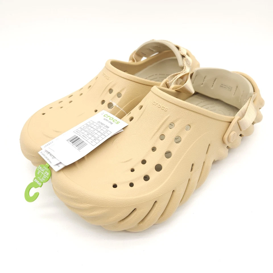 Size 9 Crocs Echo Mens Slip On Clogs Shoes Wheat Beige Comfort 207937-209