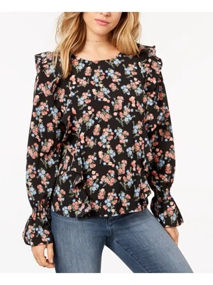 Top de mujer KENSIE negro con volantes floral cuello joya talla: S Foto 1 de 4