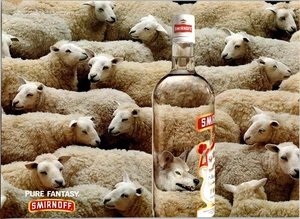 VINTAGE 1996 SMIRNOFF VODKA SHEEP WOLF PRINT AD - Picture 1 of 1