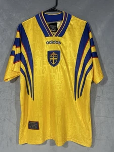 Sweden Home Football Shirt 1994 Soccer Adidas Jersey Rare Mens Yellow Size L - Picture 1 of 10