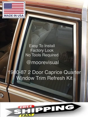 1980-87 Chevrolet Box Chevy Caprice Quarter Window Chrome Trim Refresh Kit 1/4  - Image 1 of 4
