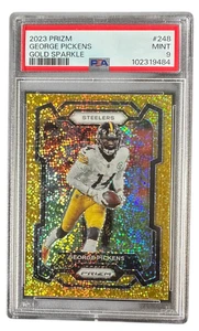2023 Panini Prizm Gold Sparkle GEORGE PICKENS /24 SSP PSA 9 Steelers Cowboys - Picture 1 of 2