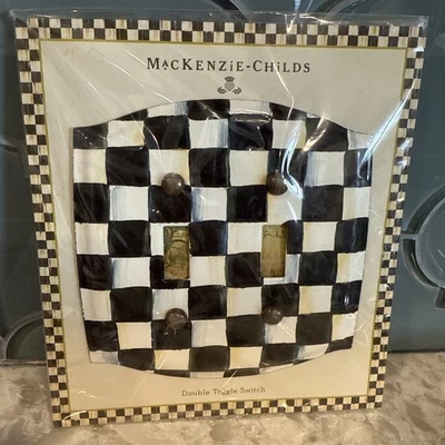 New Mackenzie Childs Courtly Check Enamel Double Toggle Switch