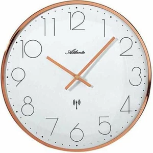 Horloge murale radio-pilotée, cuivré, Ø 25 cm - ATLANTA - 4495/18 façon or rose - Picture 1 of 1