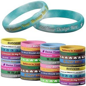 Pulseras de silicona grabadas personalizadas - Pulseras de goma de lujo personalizadas - Imagen 1 de 49