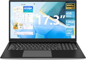 SGIN 17.3" Laptop 4GB RAM 128GB SSD Notebook with IPS Full HD 2.6GHz Windows 11 - Picture 1 of 10