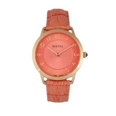  BERTHA Abby Women Watch Swiss Leather-Band Watch -Rose Gold/Coral BR6807 No Box - Image 1 of 3