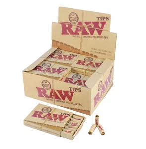 RAW Authentic Natural Unrefined Pre Rolled Filter Tips Rolling Card Roach Strips - Picture 1 of 6