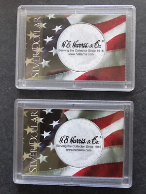 2 Dólares de Plata Estuche Escarchado Snaplock Portamonedas Bandera de EE. UU. 2X3 He Harris Foto 1 de 4