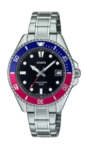 Casio Watch, Silver Stainless Steel Strap, Pepsi Dial MDV-10D-1A3VDF - Picture 1 of 1