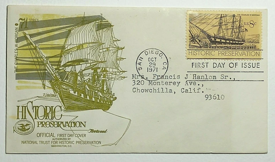 1971 FDC US The Charles W. Morgan National Trust for Historic Preservation #1441 - Image 1 of 2