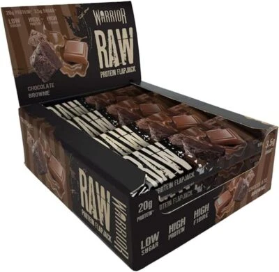 Protein Flapjack Bars, 12 x 75g - Warrior RAW 20g Protein, Low Sugar Oat Snack - Image 1 of 4