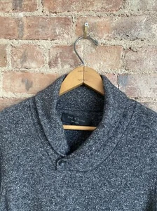 Rag & Bone Men’s Shawlneck Sweater, Sz Medium Gray Wool/Silk Melange - Picture 1 of 7