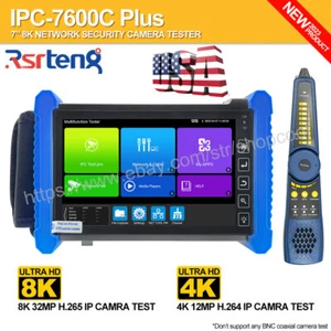 Rsrteng 8K 7inch Camera Tester 4K CCTV Tester Network Test Tool IPC-7600C Plus - Picture 1 of 12