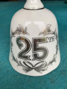 Vintage Norcrest White & Silver 25th Anniversary Bell - Picture 1 of 5