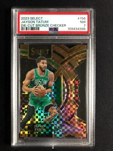 2023-24 Panini Select Die-Cut Bronze Checker #156 Jayson Tatum /49 PSA 7 - Picture 1 of 2