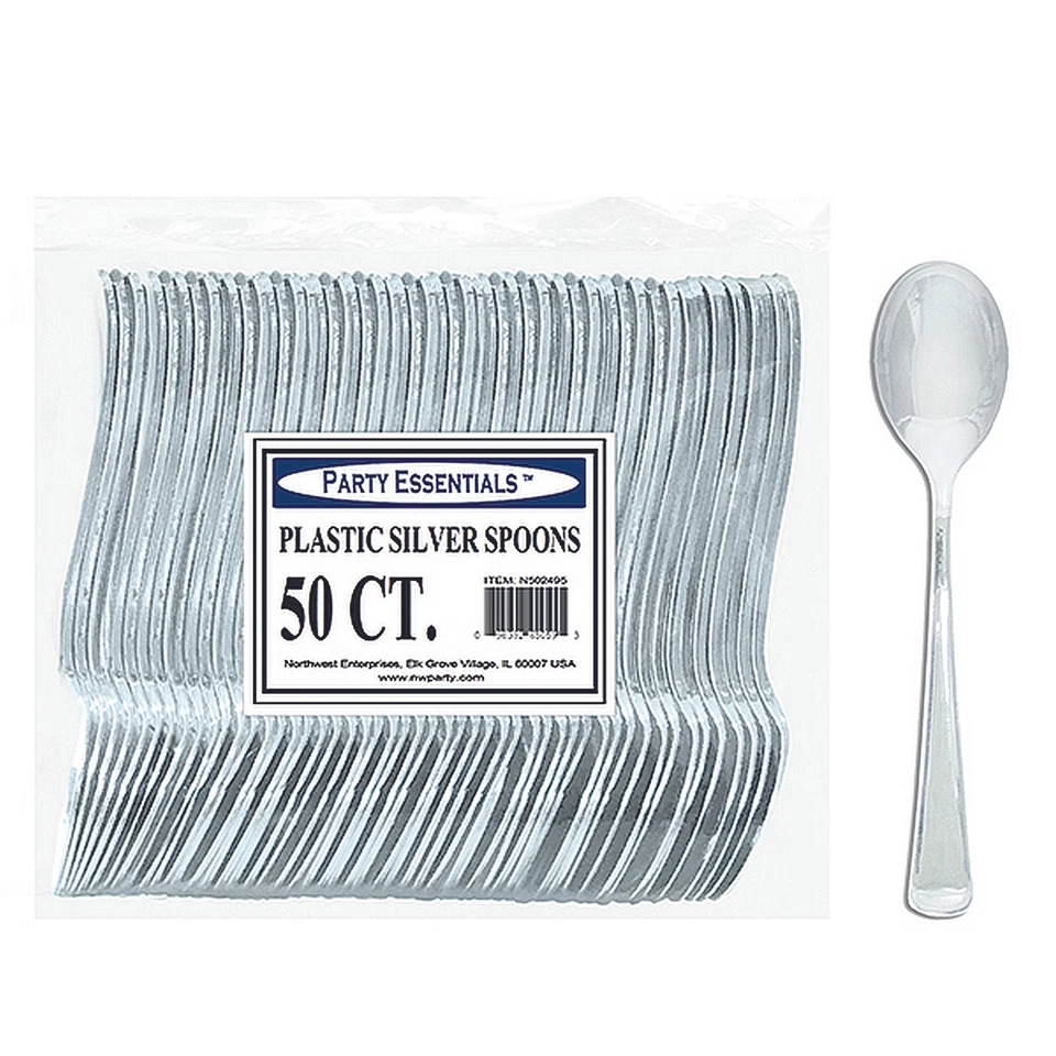 1 de cucharas de plástico Party Essentials - plata 50 quilates Foto 1 de 1