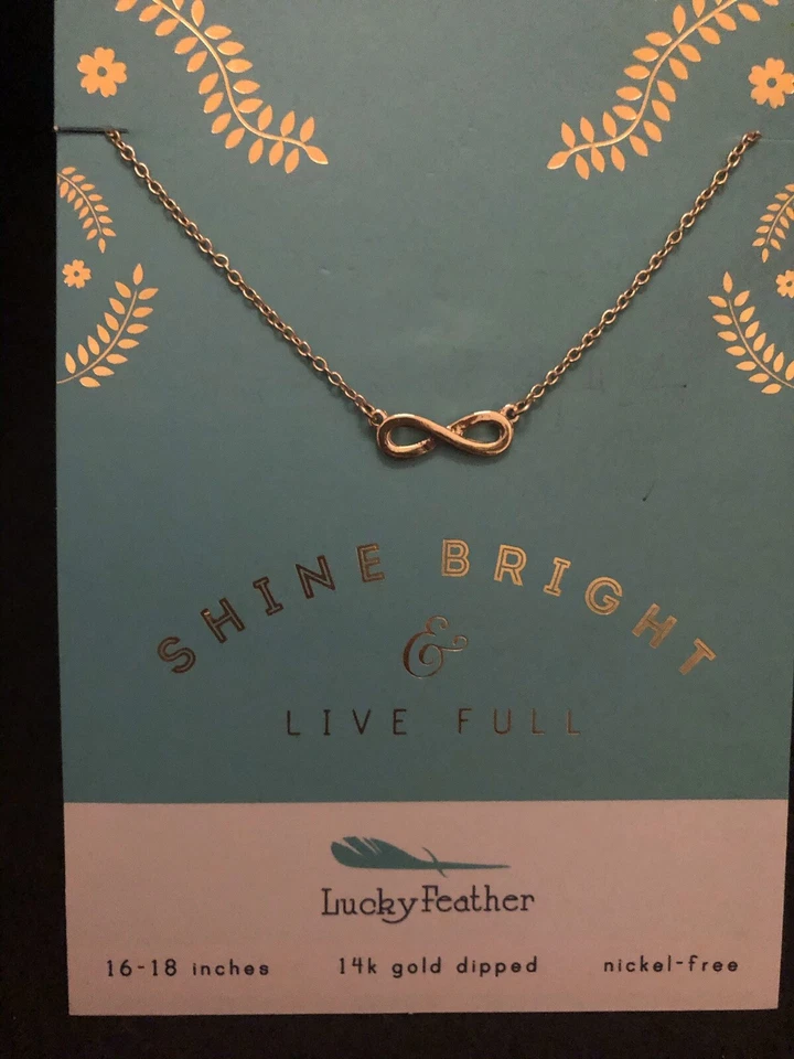 Lucky Feather Necklace Shine Bright Live Full Infinity Symbol - Image 1 of 1