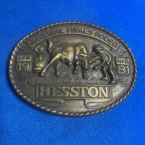 Vintage Hesston 1981 Rodeo NFR National Finals Rodeo Belt Buckle Cowboys - Picture 1 of 1