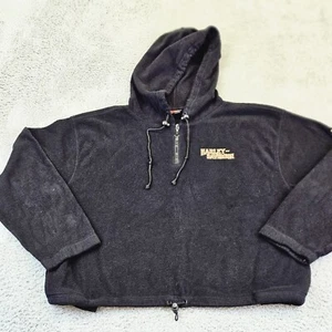 Harley Davidson Jacket Womens Large Black Long Sleeve Qtr Zip Pull Over Hoodie - Picture 1 of 11