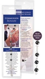 First Holy Communion Rosary Beads Gift Boy Imit Hematite & Bookmark Prayer - Picture 1 of 1