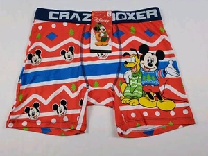 Herren Disney Mickey Mouse Pluto Weihnachten Boxershorts L Crazy Boxer Rot Neu mit Etikett - Bild 1 von 11