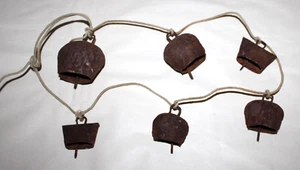 Antique 1700's Hand Forged Iron Bells 6 Rustic Primitive Bells - Picture 1 of 10