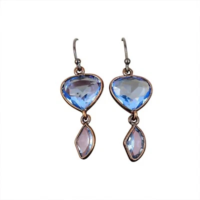 Natural Tanzanite Quartz Hook Dangling Anniversary Electroformed Earrings Copper - Image 1 of 4
