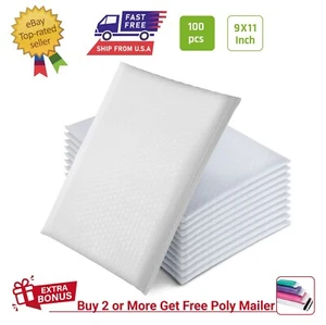 #2 100 STCK. 9x11 Zoll Poly Luftblase Mailers Gepolsterte Umschläge Versandtaschen, weiß - Bild 1 von 9